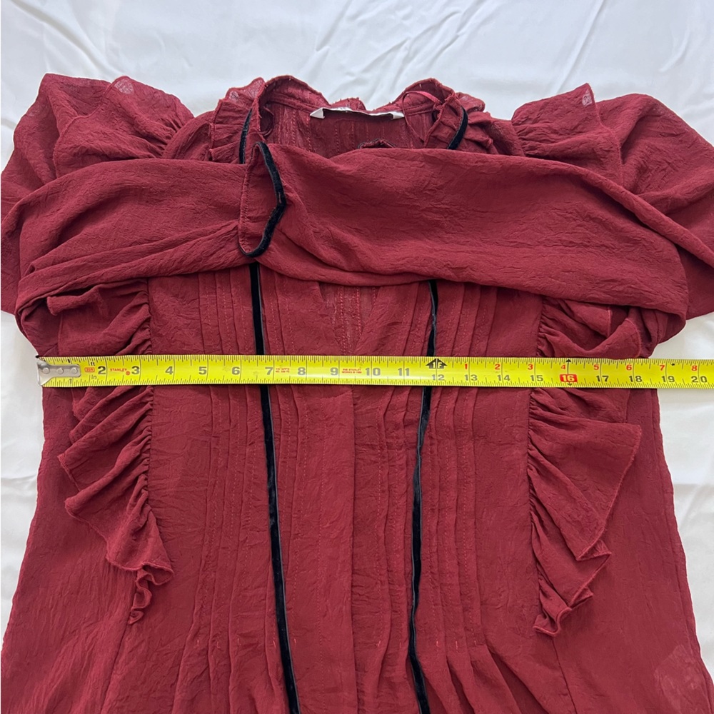 ZARA Rust Ruffled Blouse. XS - Picture 5 of 9